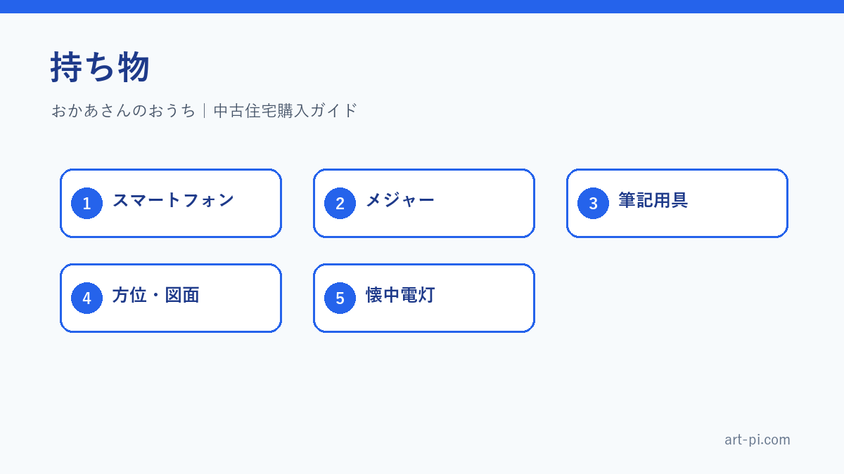 中古住宅内見の持ち物