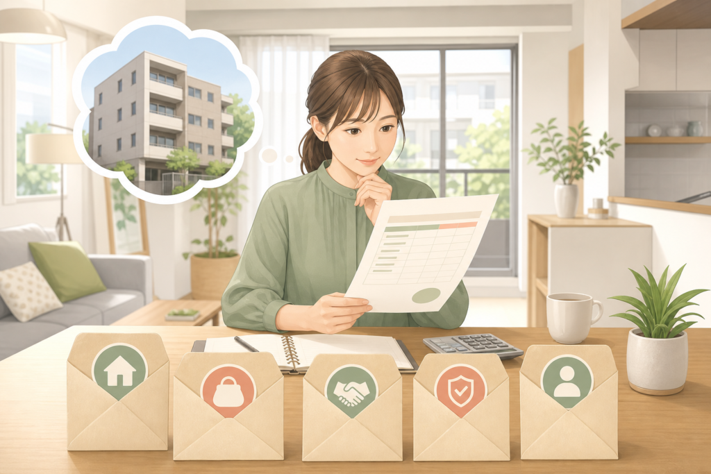 賃貸契約前に初期費用の見積書を確認する人のイラスト