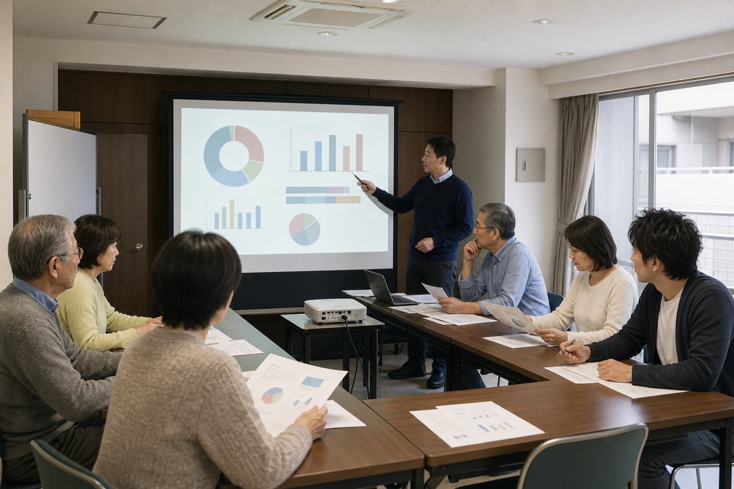 大規模修繕と修繕積立金の増額案を検討するマンション管理組合の総会
