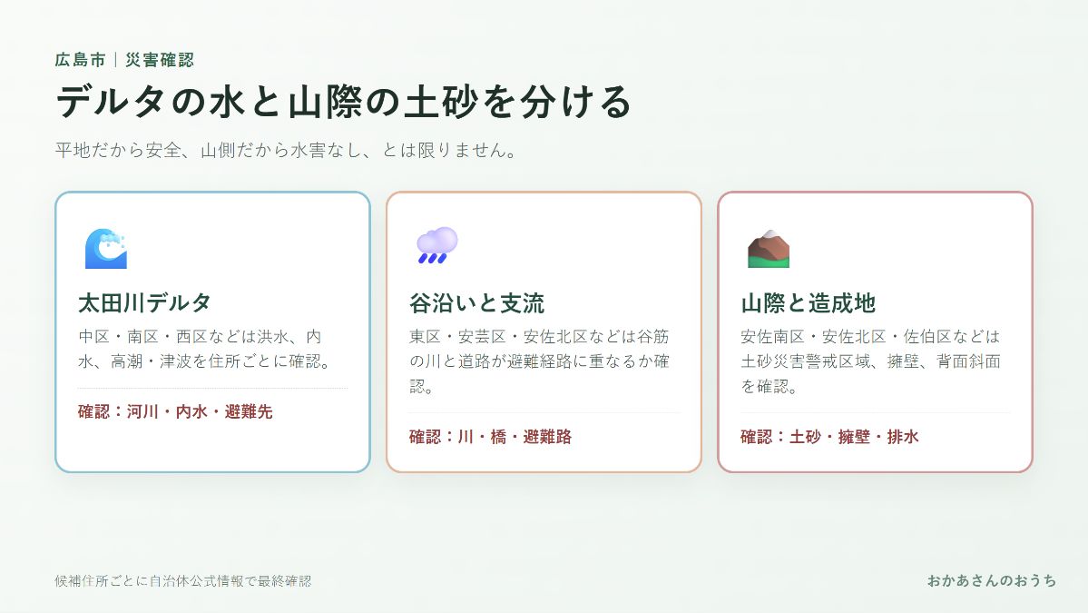 広島市で確認したい洪水・内水・土砂災害リスク