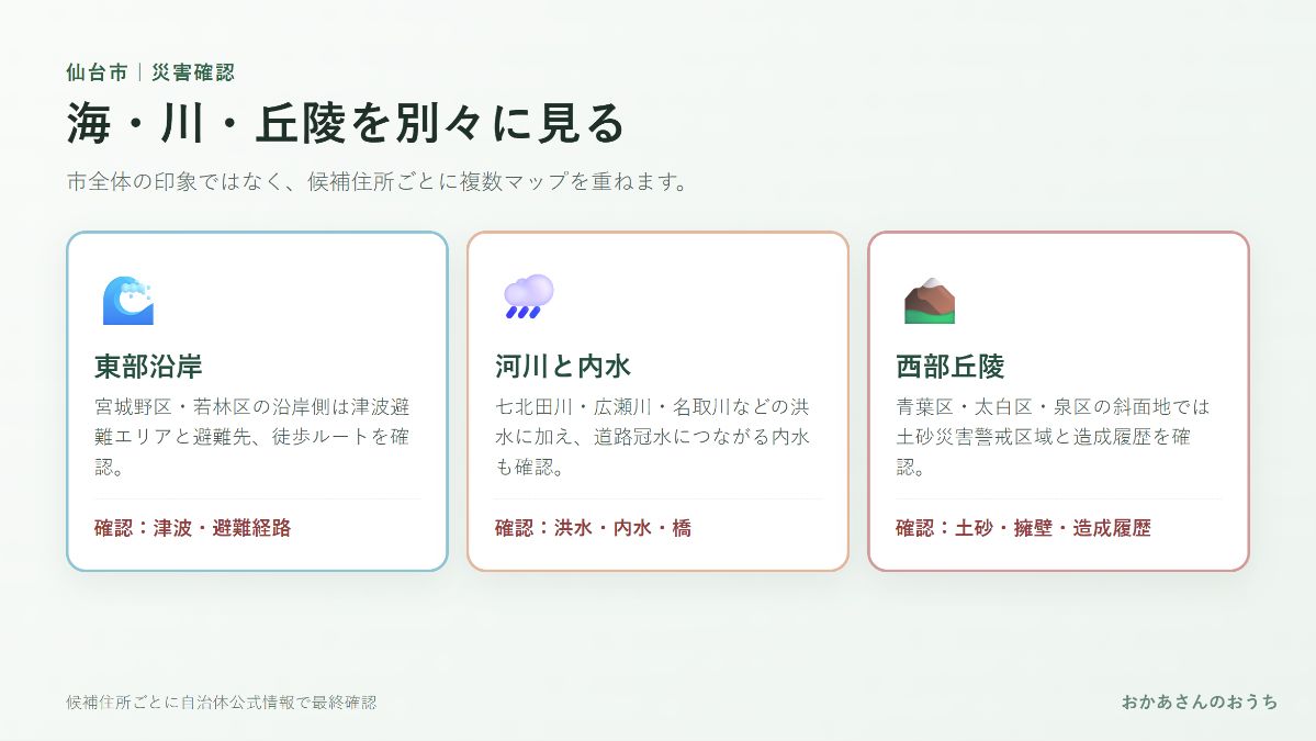 仙台市で確認したい津波・洪水・土砂災害リスク