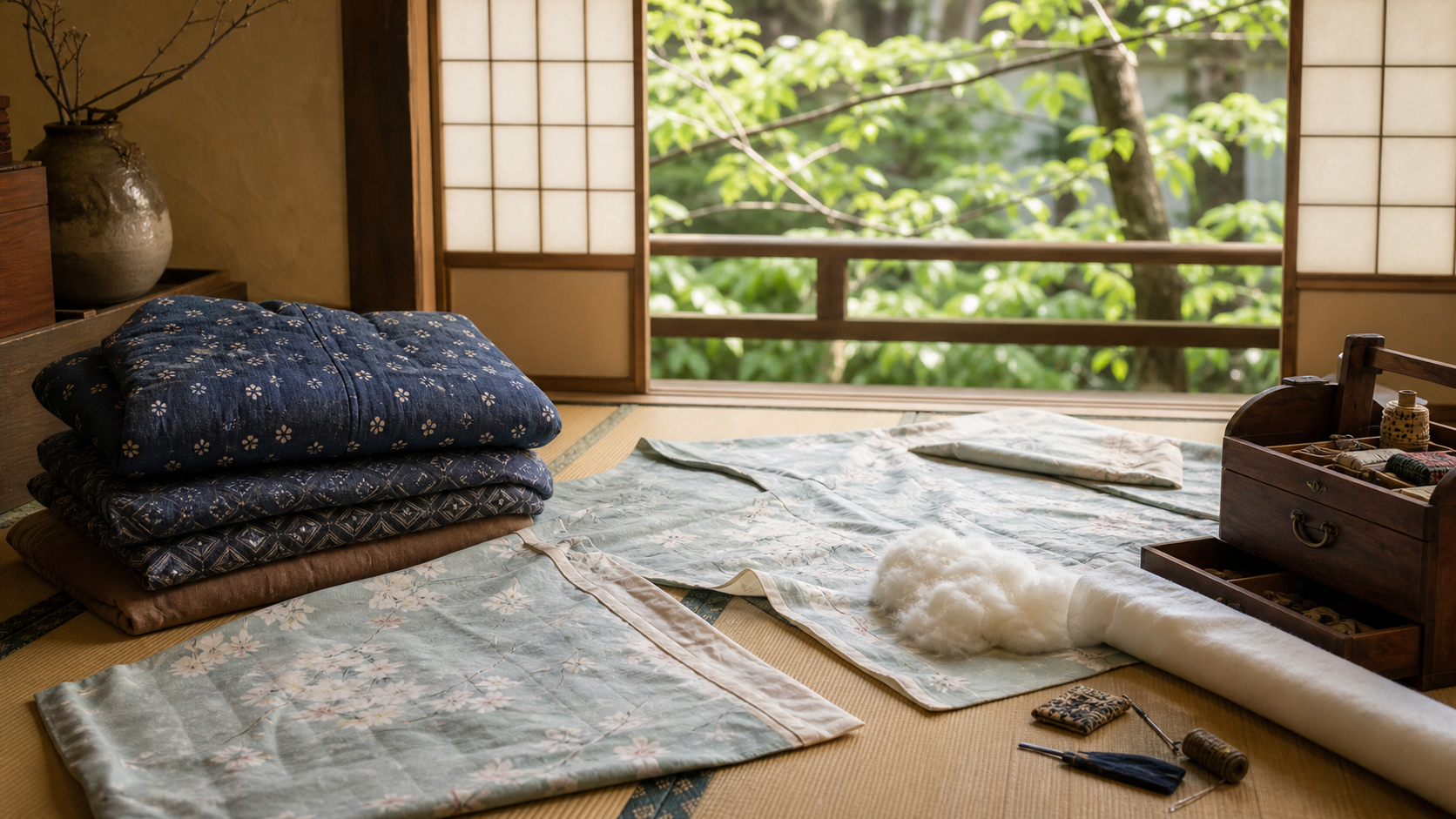 四月一日姓の由来となった綿抜きの衣替えを表す春の和室