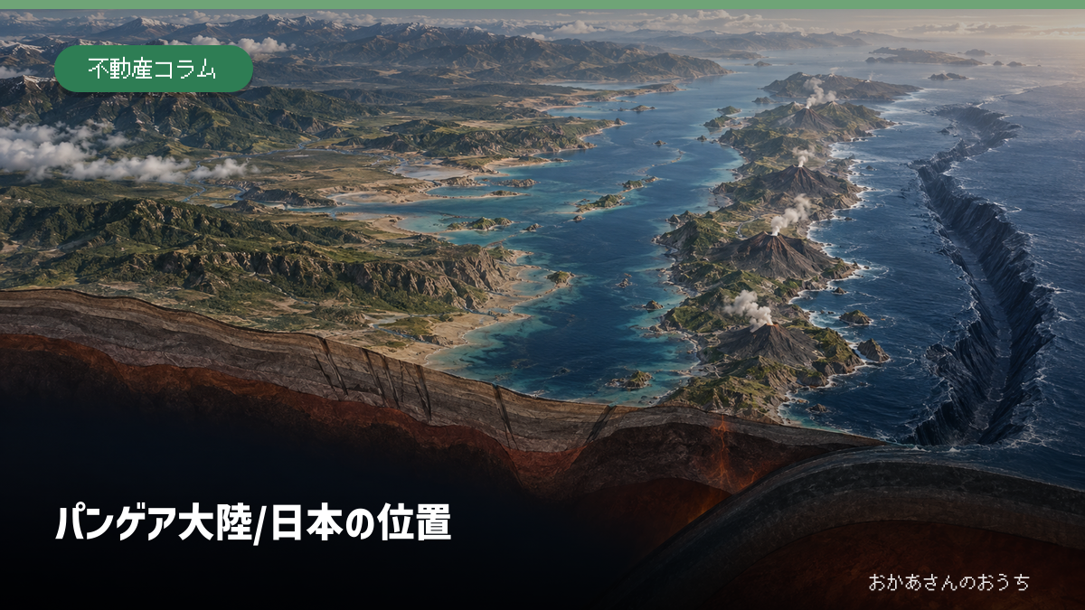 東アジア大陸縁から原日本列島が離れ日本海が開く地質イメージ