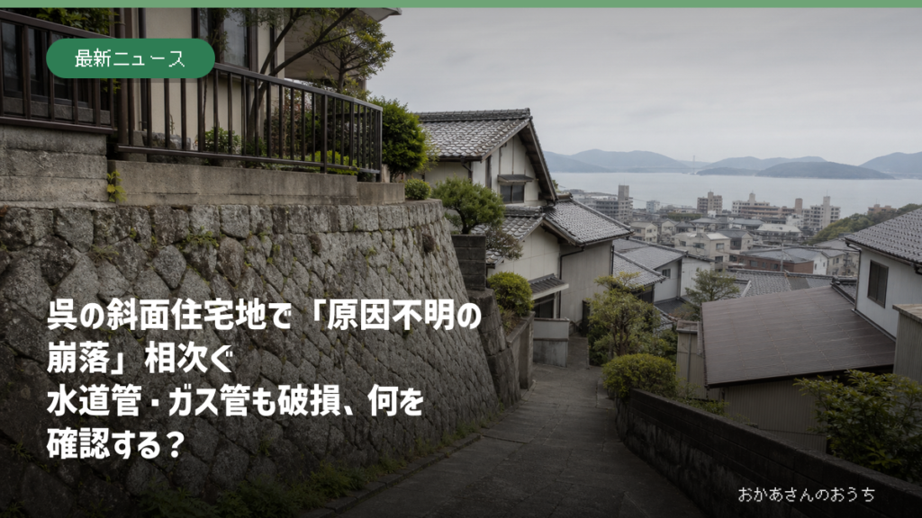 呉市の斜面住宅地と石積擁壁を写した記事用イメージ