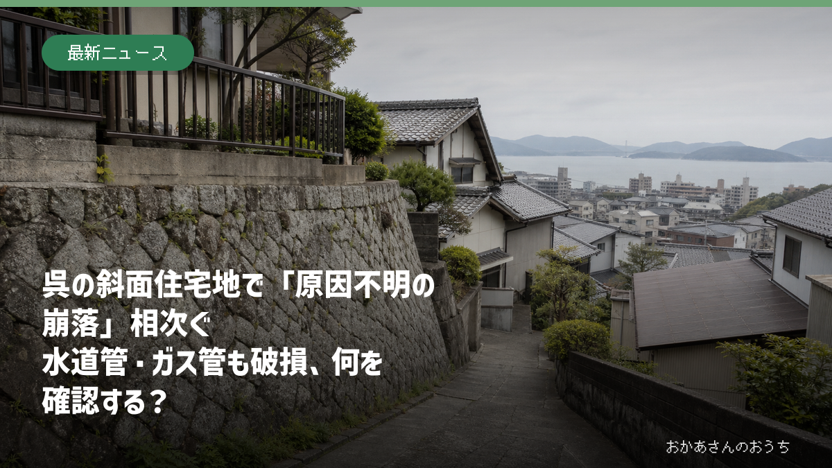 呉市の斜面住宅地と石積擁壁を写した記事用イメージ