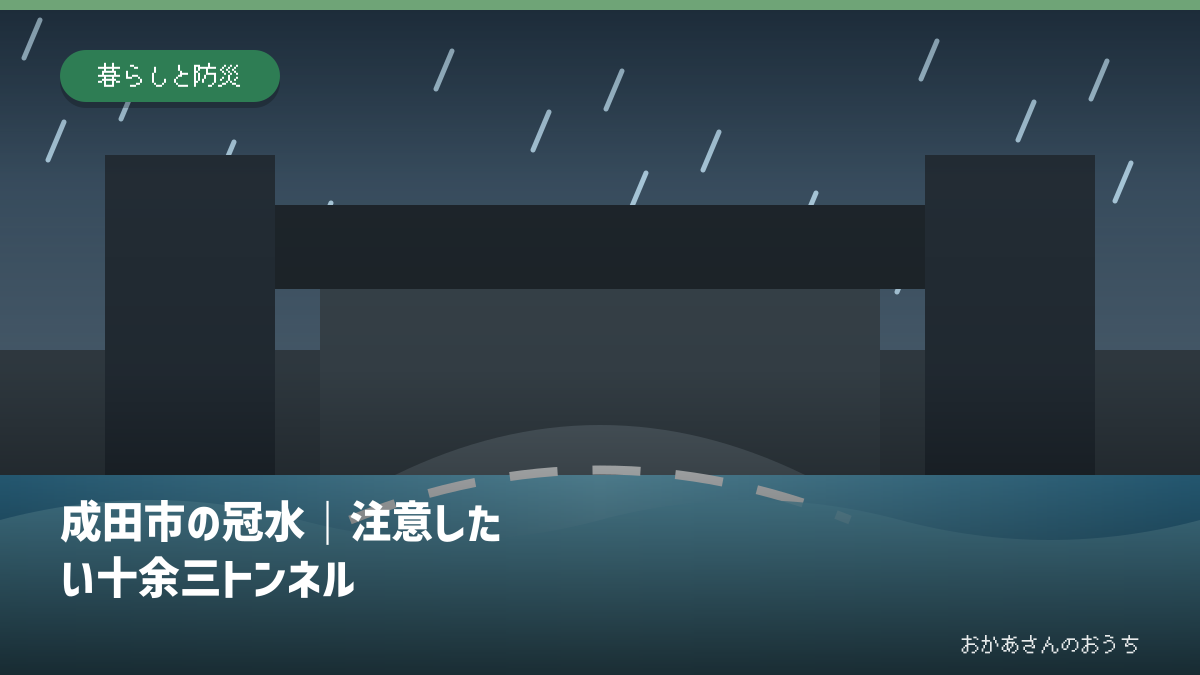 成田市の冠水｜注意したい十余三トンネルの道路冠水注意箇所を示すアイキャッチ