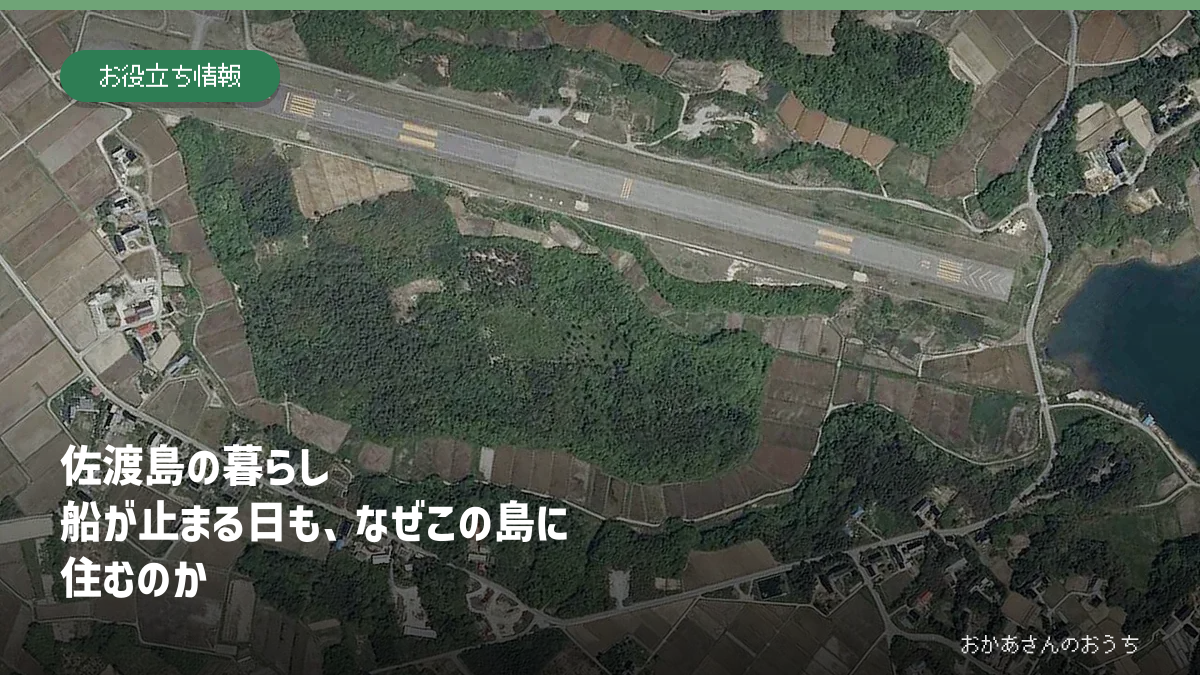 佐渡島の暮らしと国仲平野、津波・洪水・土砂災害を表したアイキャッチ
