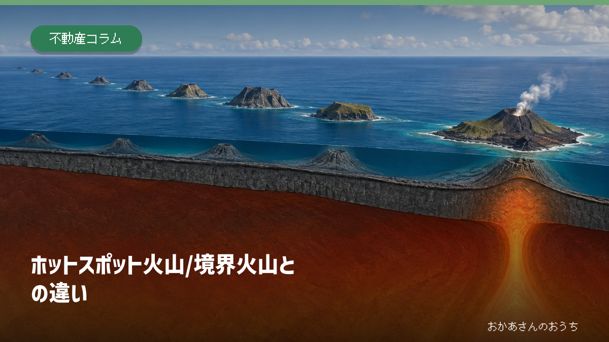 ホットスポット上を海洋プレートが移動して古い火山島列を残すアイキャッチ画像