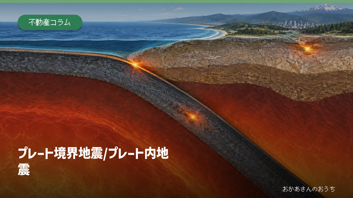 プレート境界地震とプレート内地震の震源位置を表すアイキャッチ画像