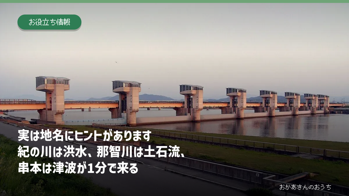紀の川、那智川、熊野川から串本の海岸まで和歌山県の地形と災害を表したアイキャッチ