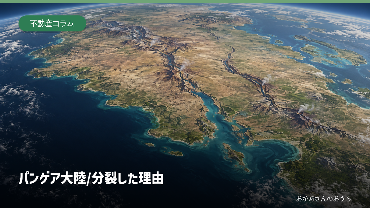 超大陸パンゲアに複数のリフトが発達し若い海が開き始めた科学イメージ