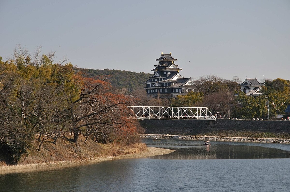 岡山城と旭川（2008年2月）