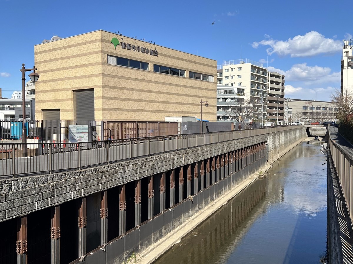 環七地下調節池の善福寺川取水施設・杉並区堀ノ内（2025年2月）