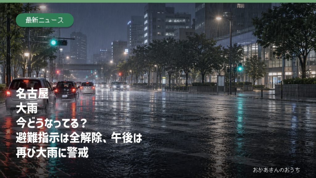 名古屋 大雨 今どうなってる？　避難指示は全解除、午後は再び大雨に警戒