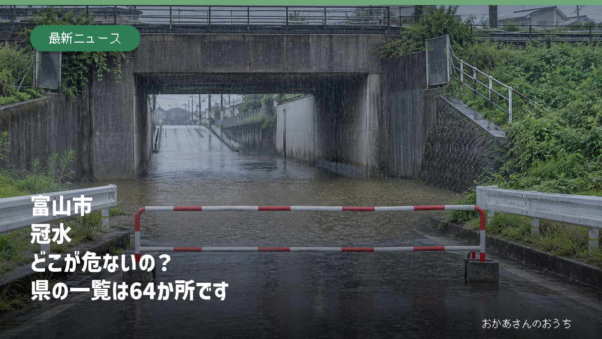 富山市 冠水　どこが危ないの？　県の一覧は64か所です