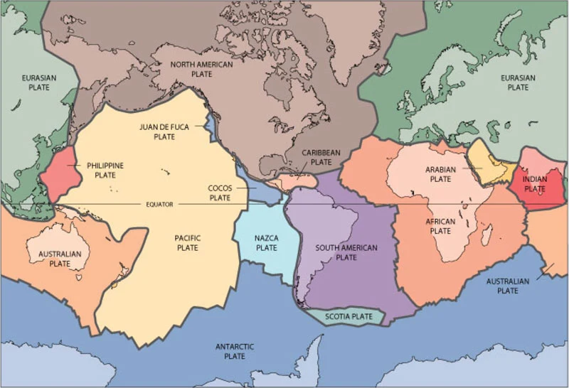 USGSが公開する世界の主なプレート境界図