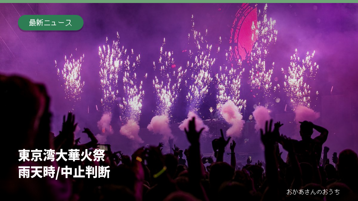 東京湾大華火祭 雨天時/中止判断。夜空に上がる花火のイメージ。2026年の東京湾大華火祭の撮影写真ではありません。