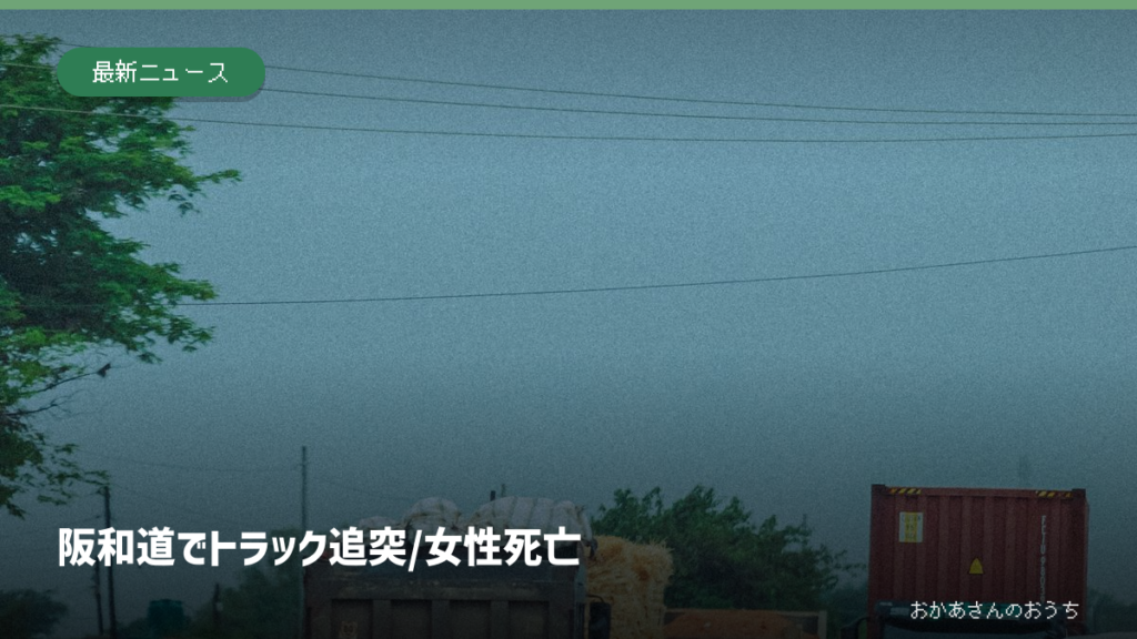 トラックや乗用車が走る海外の道路。阪和道や事故現場の写真ではない