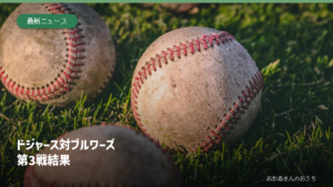 芝生に置かれた野球ボール。第3戦の試合写真ではありません。