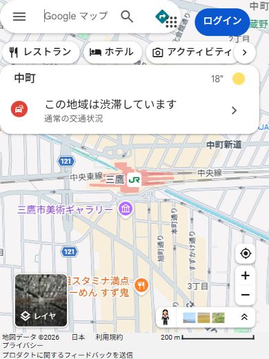 三鷹駅と周辺道路の参考地図