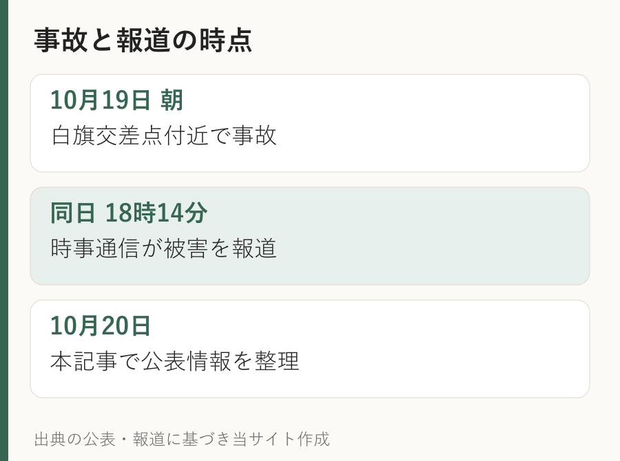 藤沢の多重事故は19日朝に発生し、同日夕方の時事通信報道を20日に整理した時点の説明