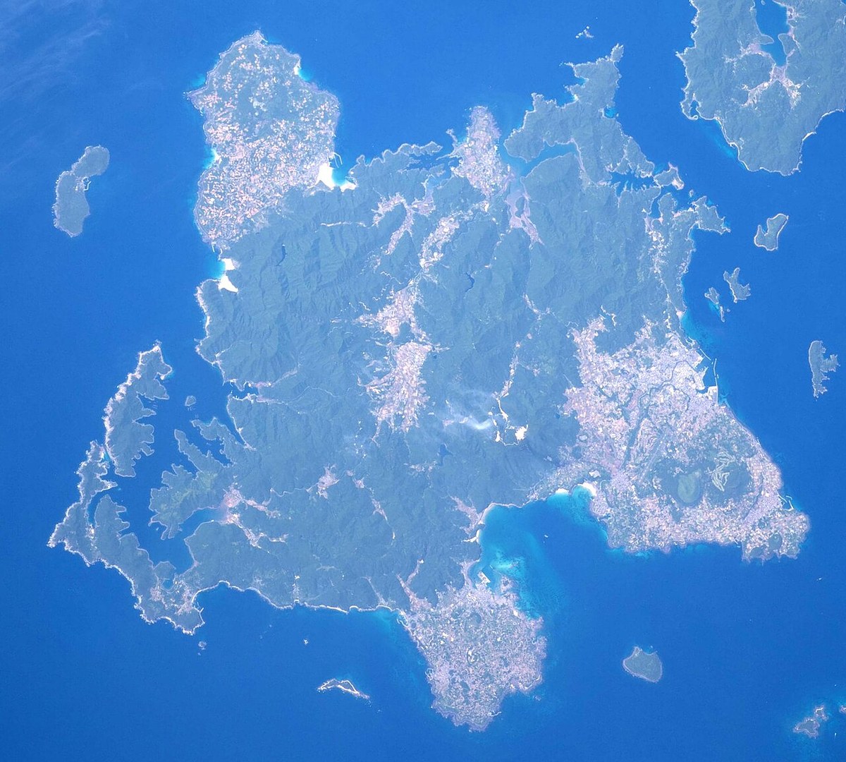 国際宇宙ステーションから撮影した五島列島の福江島（2021年）