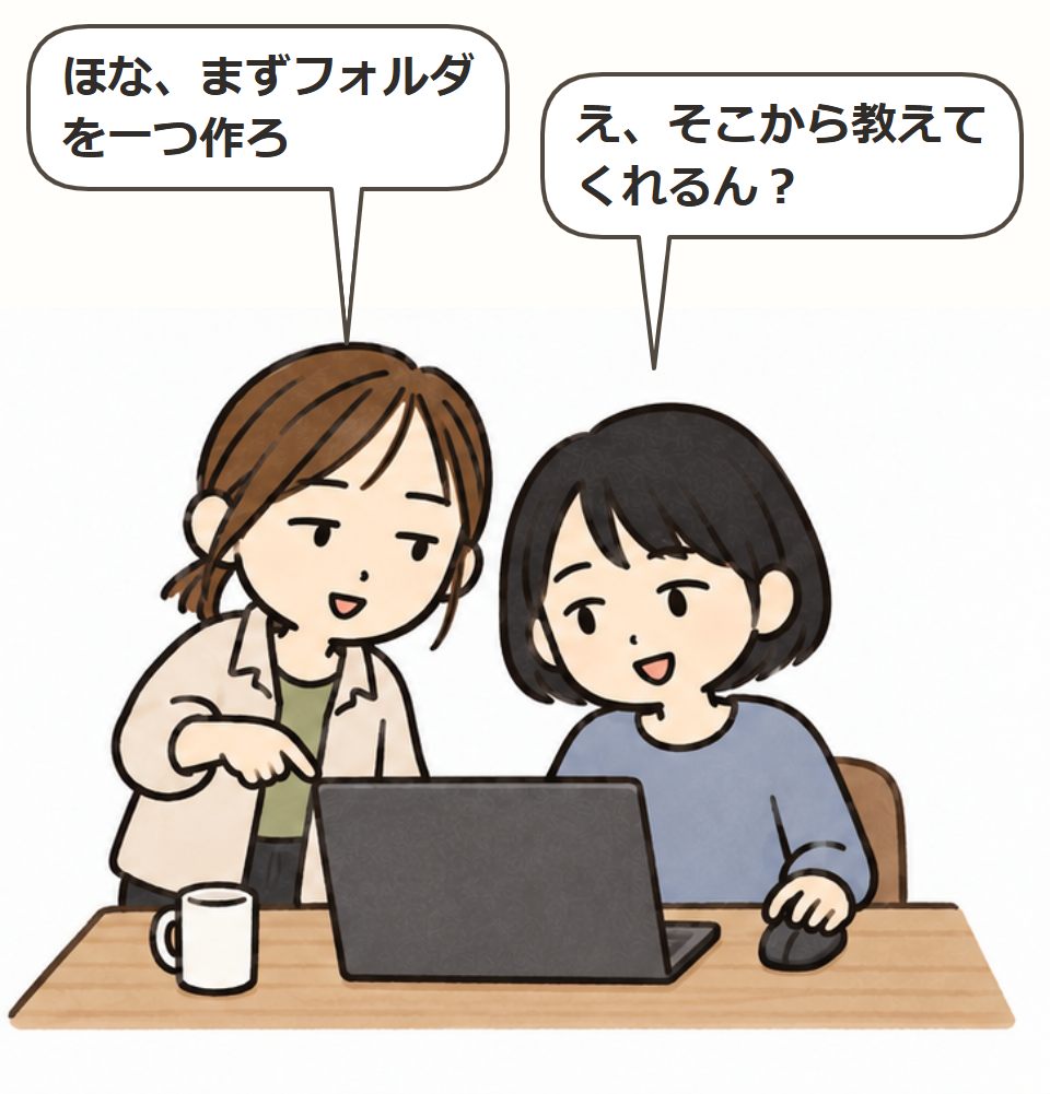 まずはフォルダから