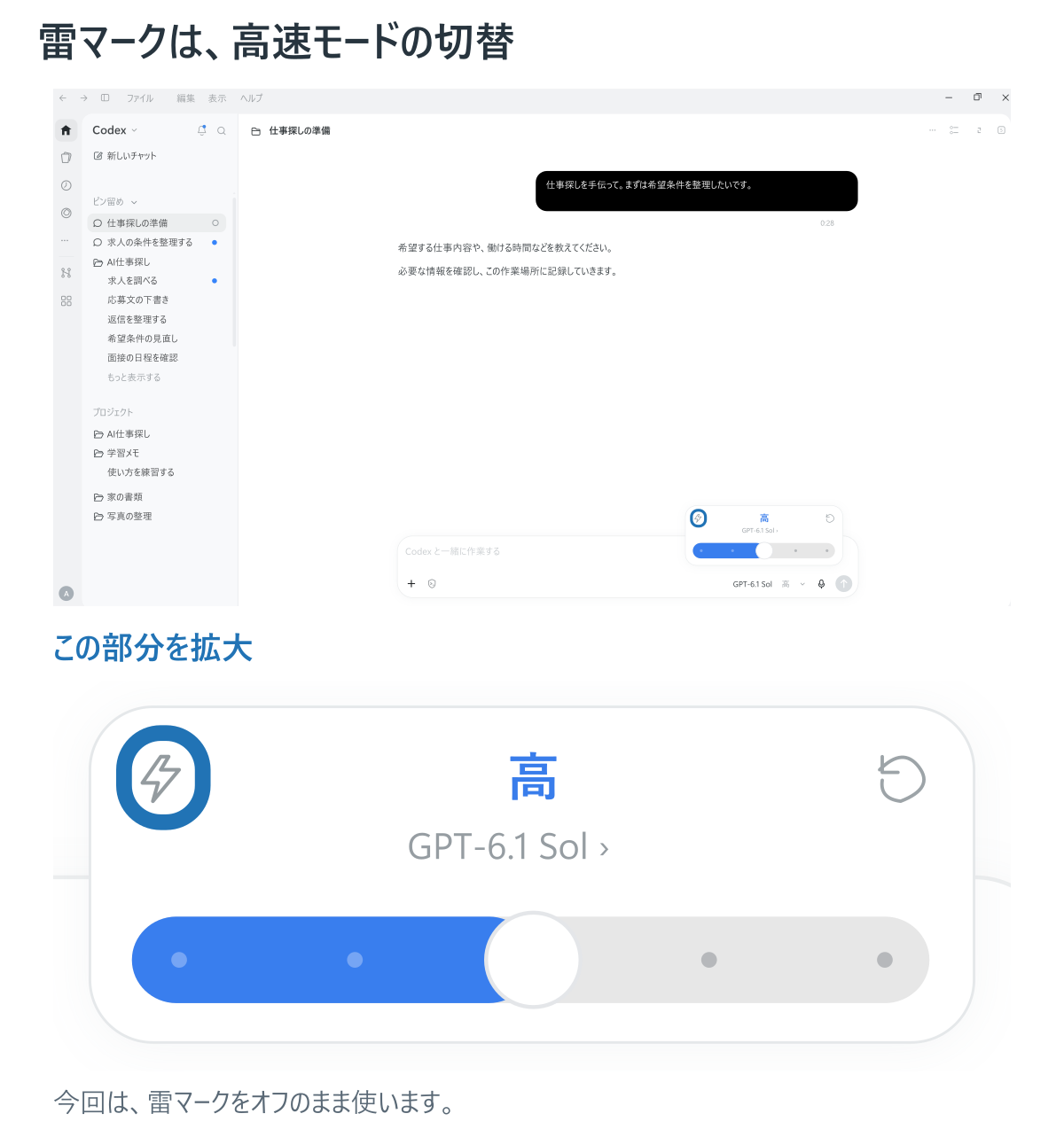 雷マークは、高速モード