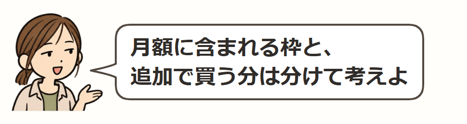 月額の分と、追加の分は別