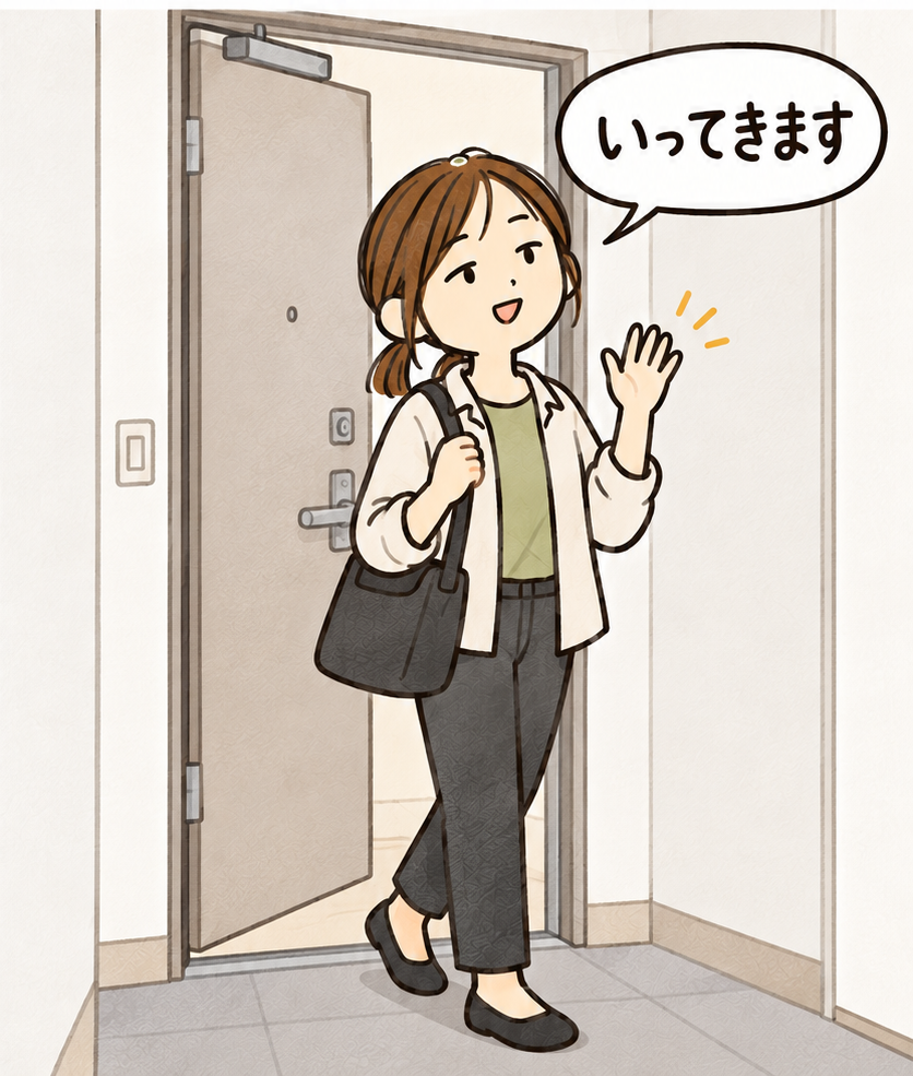 頭に何かつけたまま、いってきます。