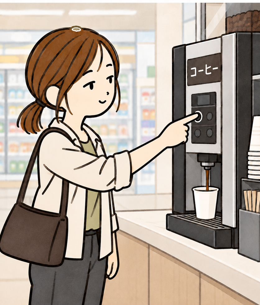 コンビニでコーヒーを淹れている間も頭についたまま。