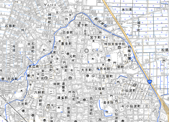 川越の中心市街地の参考地図。規制範囲や入口を示すものではありません。