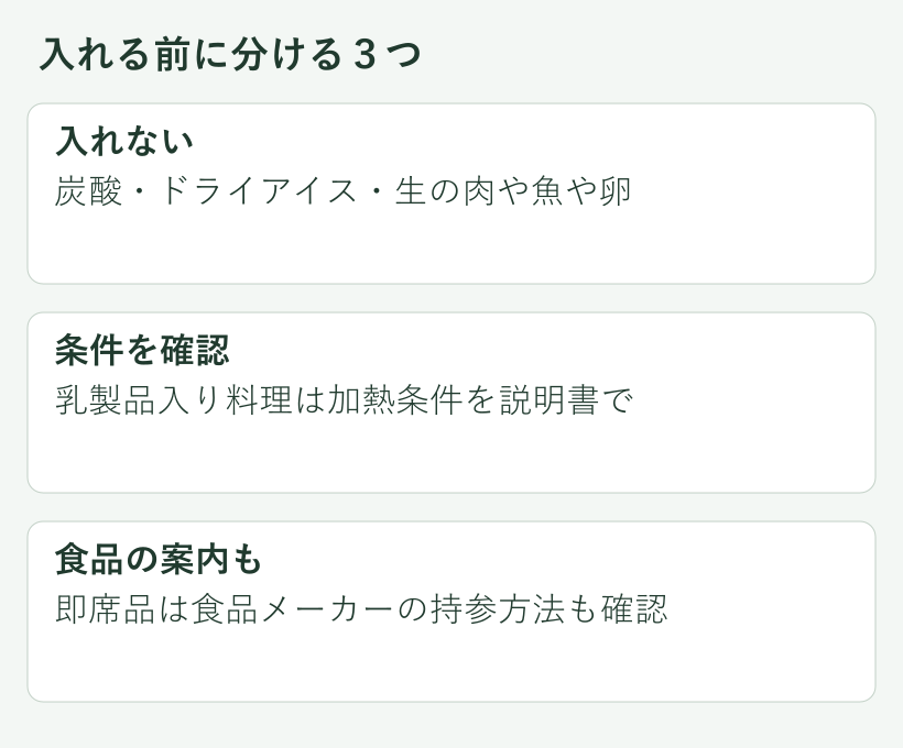 入れる前に分ける3つ