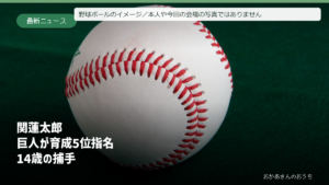 関蓮太郎選手の巨人育成5位指名。一般的な野球ボールで本人や会場の写真ではない